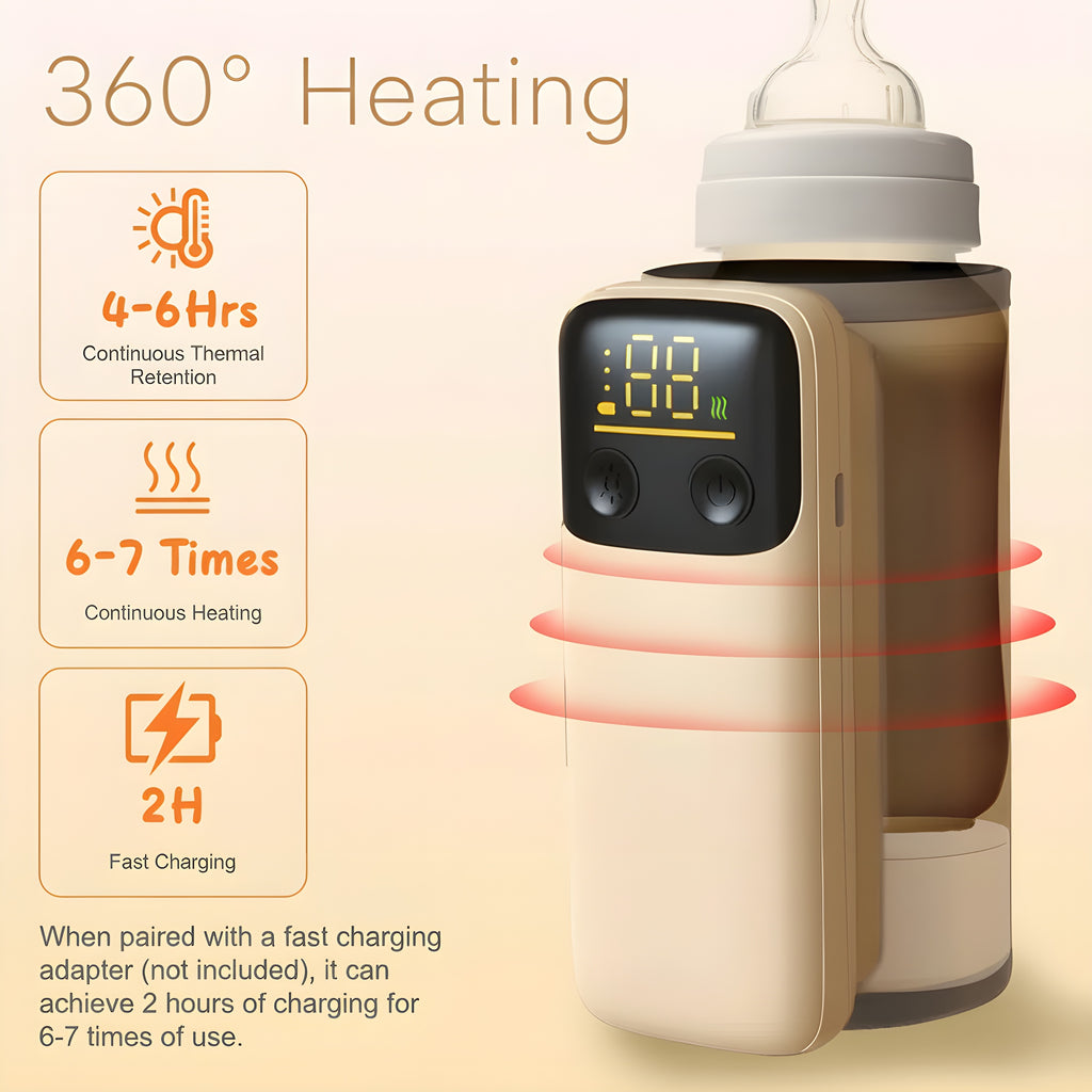 🍼 Kindra WarmGo™ – Portable Bottle Warmer (6 Heating Levels)