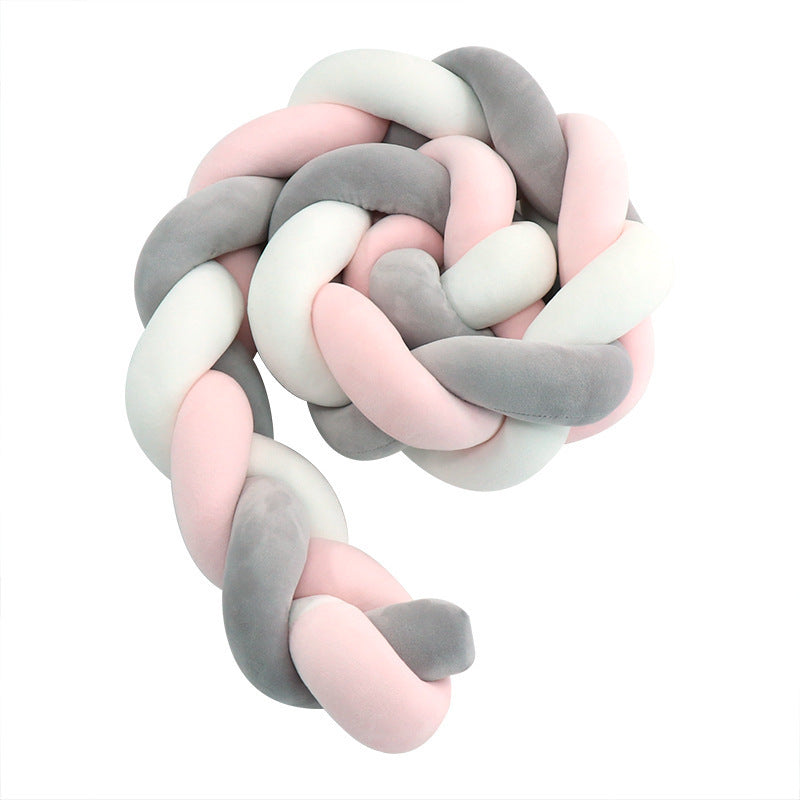 🤍 Kindra SoftBraid™ – Nordic Braided Crib Guard Pillow