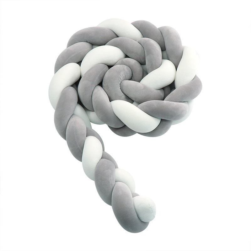 🤍 Kindra SoftBraid™ – Nordic Braided Crib Guard Pillow