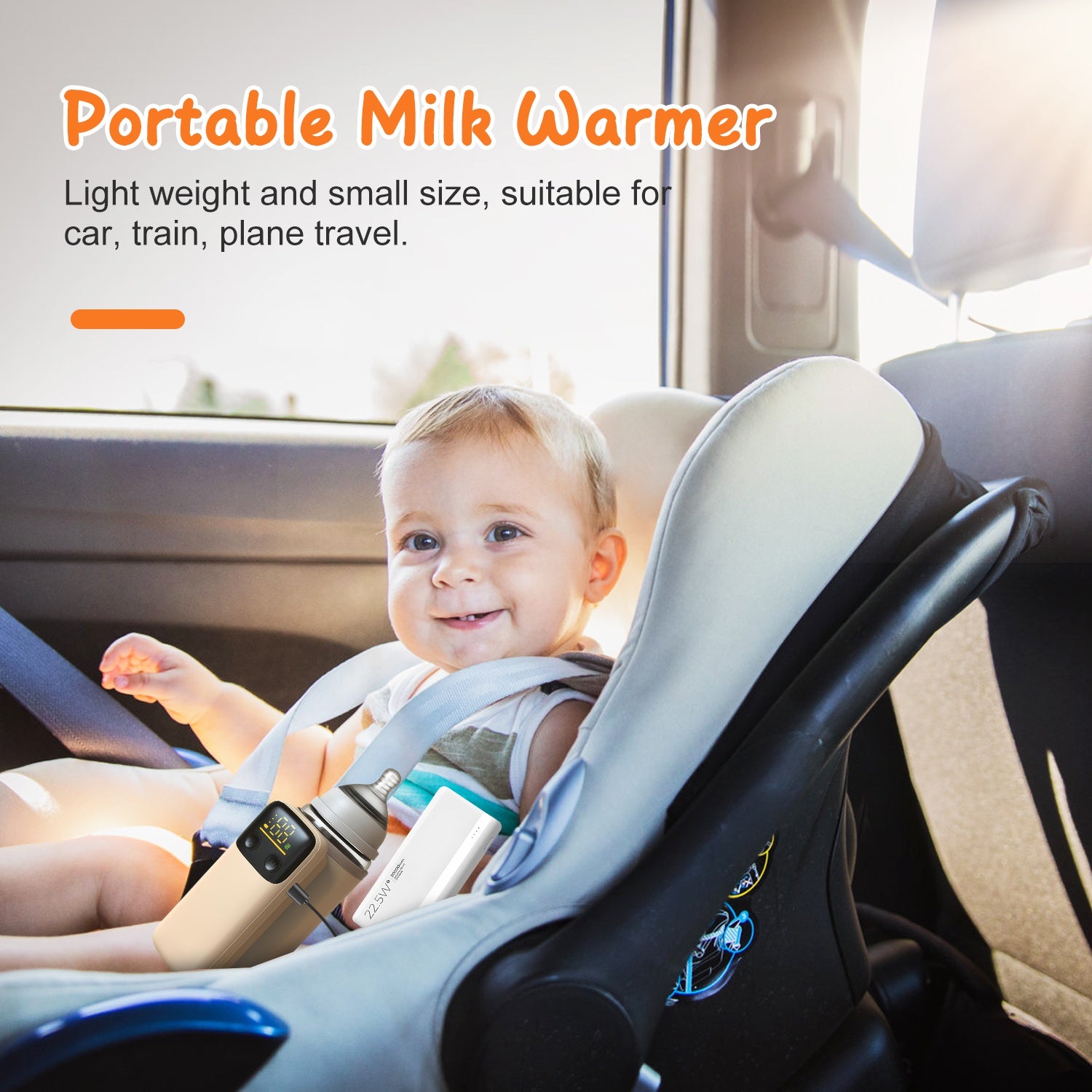 🍼 Kindra WarmGo™ – Portable Bottle Warmer (6 Heating Levels)
