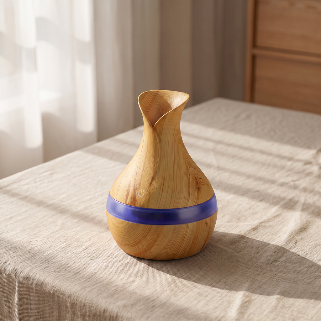 Kindra MistCalm™ – Wood-Grain Mini Nursery Humidifier